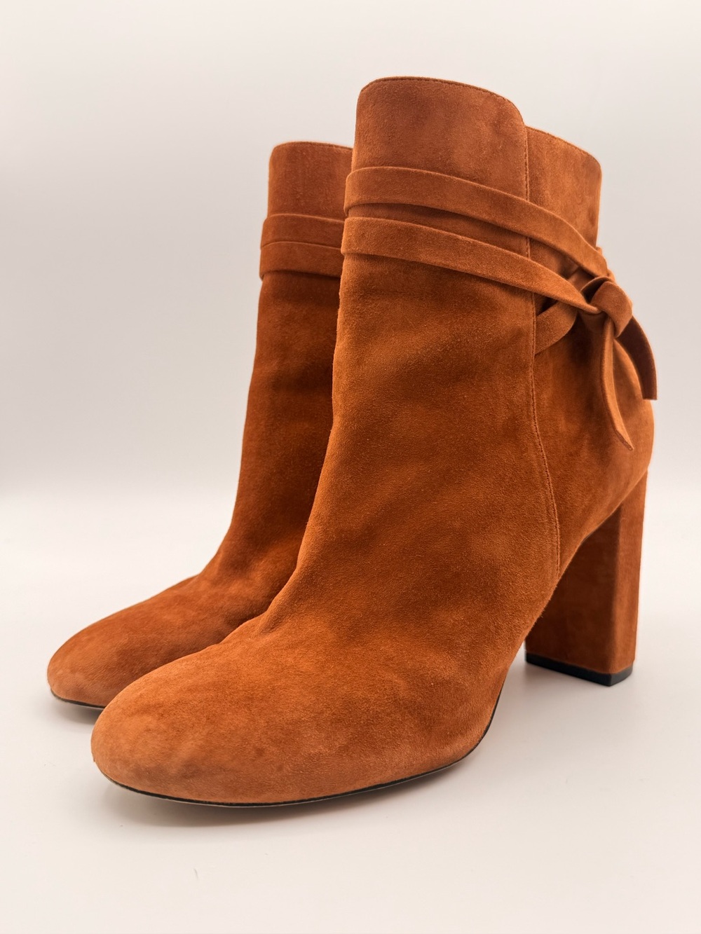 SOLE SOCIETY Chestnut Suede Wrap Tie Block Heel Ankle Boots 9.5